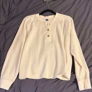 Old Navy Cream Plush Knit Henley